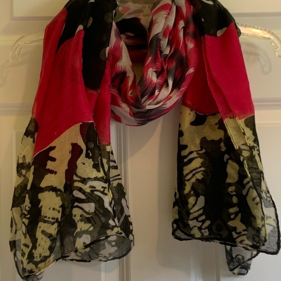 Colorful scarf wrap with black pink yellow circles zebra print colors! - Picture 8 of 8